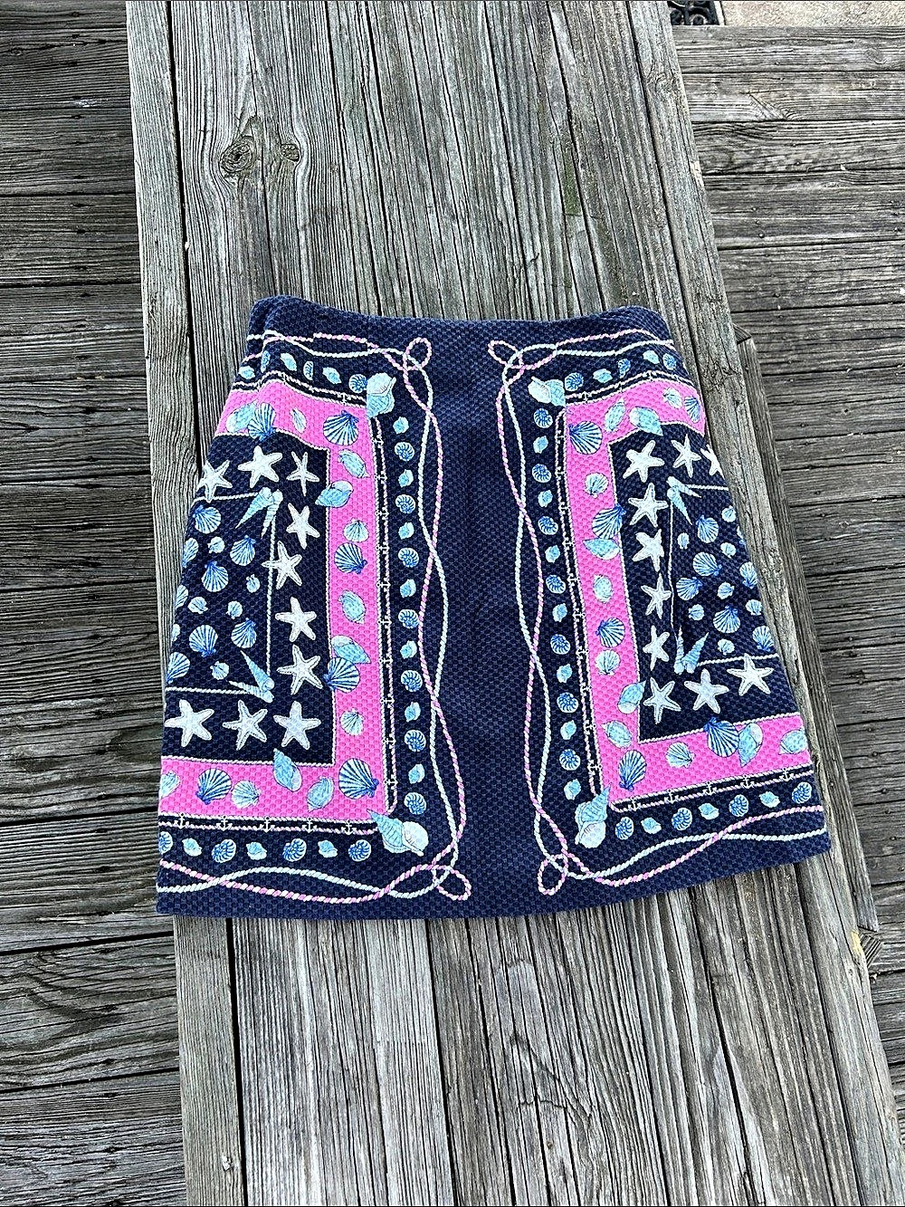 Talbots Petite Floral Mini Skirt Blue & Pink Size 6P Like New